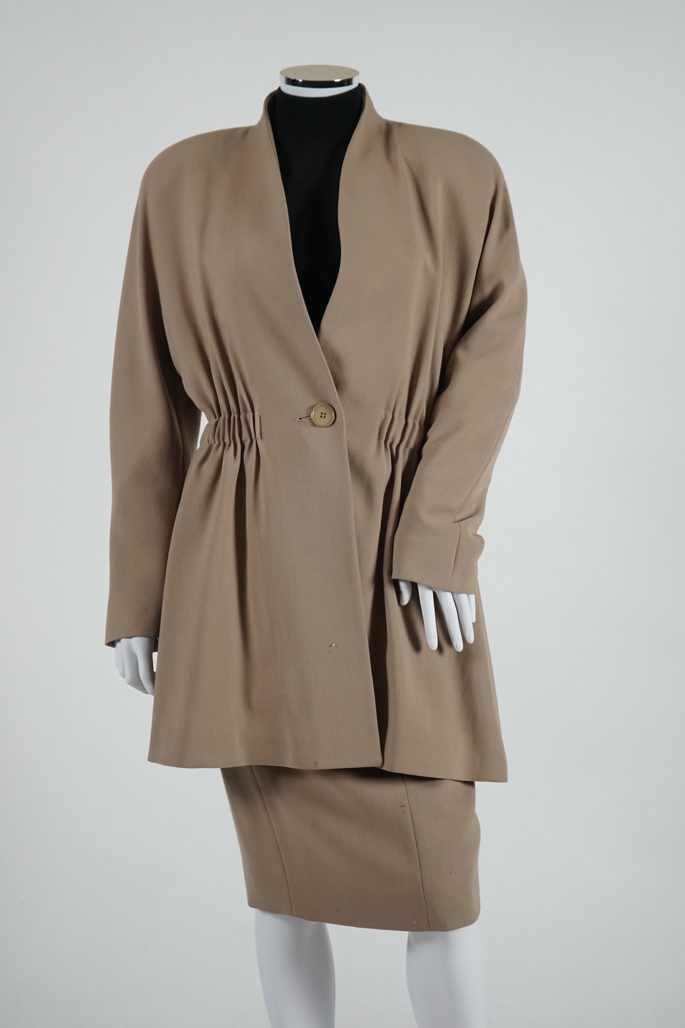 A lady's Akris Club suit with black turtle neck blouse and belt, UK Size 8. Proceeds to Happy Paws Puppy Rescue